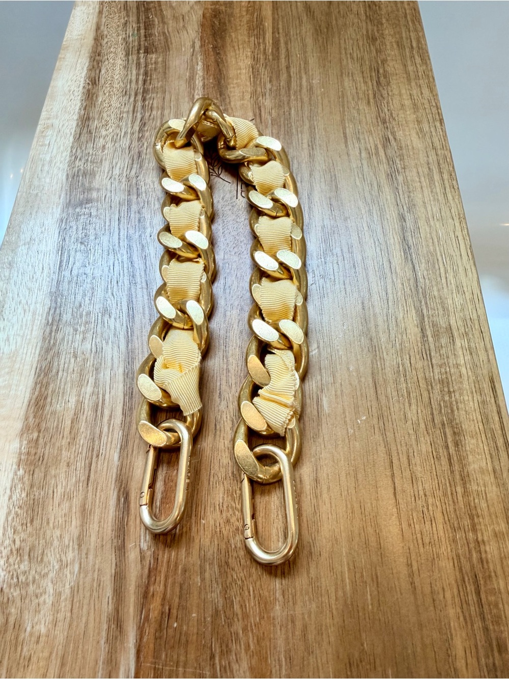 Clare V shortie strap butter grosgrain chain link